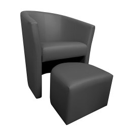 Fotel CLUB z podnóżkiem tkanina Eko skóra – elegancja i komfort