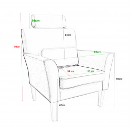 Fotel DENVER tkanina Welur noga drewniana – elegancki