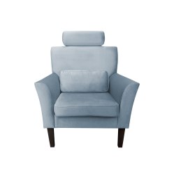 Fotel DENVER tkanina Welur noga drewniana – elegancki