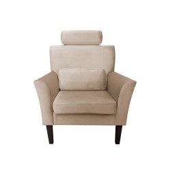 Fotel DENVER tkanina Welur noga drewniana – elegancki