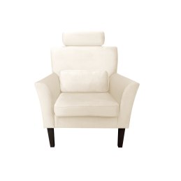 Fotel DENVER tkanina Welur noga drewniana – elegancki