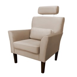 Fotel DENVER tkanina Welur noga drewniana – elegancki