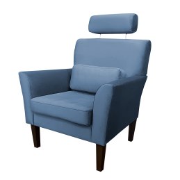 Fotel DENVER tkanina Welur noga drewniana – elegancki