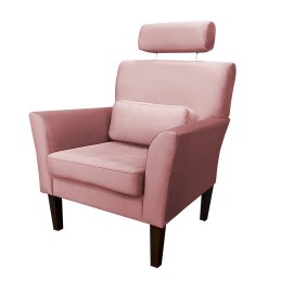 Fotel DENVER tkanina Welur noga drewniana – elegancki