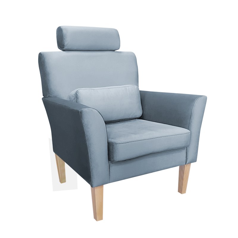 Fotel DENVER tkanina Welur noga drewniana