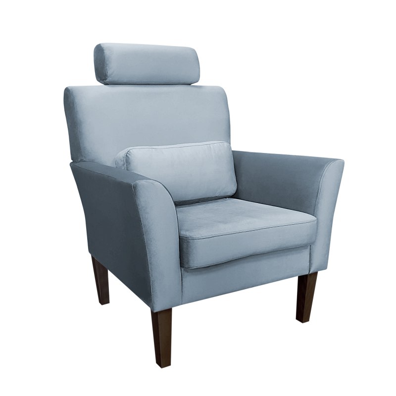Fotel DENVER tkanina Welur noga drewniana – elegancki