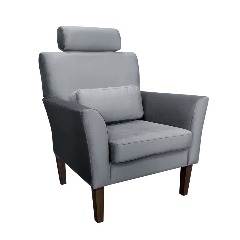 Fotel DENVER tkanina Welur noga drewniana – elegancki