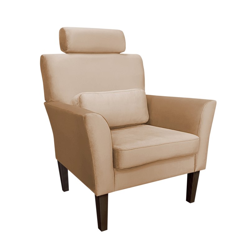 Fotel DENVER tkanina Welur noga drewniana