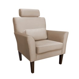 Fotel DENVER tkanina Welur noga drewniana – elegancki
