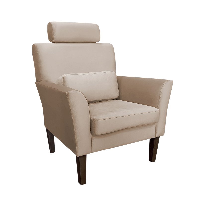 Fotel DENVER tkanina Welur noga drewniana – elegancki