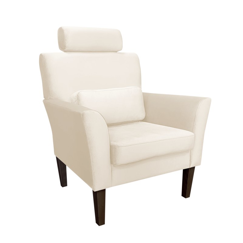 Fotel DENVER tkanina Welur noga drewniana – elegancki