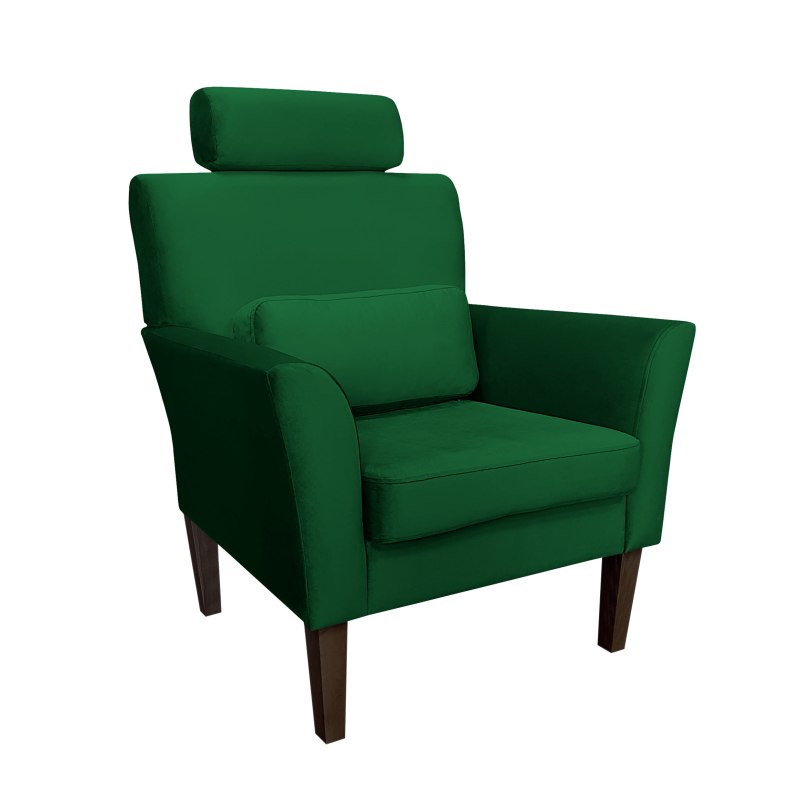 Fotel DENVER tkanina Welur noga drewniana – elegancki