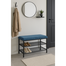 Szafka na buty tkanina POSO – czarny stelaż, elegancja i porządek