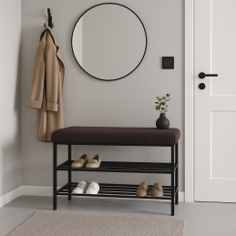 Szafka na buty tkanina POSO – czarny stelaż, elegancja i porządek