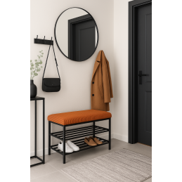 Szafka na buty tkanina POSO – czarny stelaż, elegancja i porządek