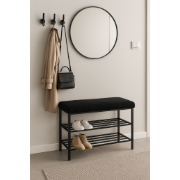 Szafka na buty tkanina POSO – czarny stelaż, elegancja i porządek