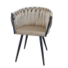 Krzesło ROSA plecione welur na metalowych nogach – styl