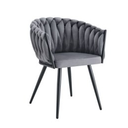 Krzesło ROSA plecione tkanina Welur noga metalowa