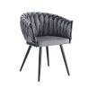 Krzesło ROSA plecione tkanina Welur noga metalowa