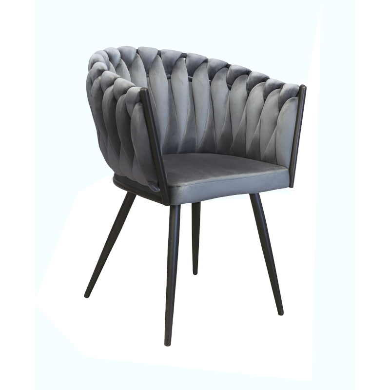 Krzesło ROSA plecione tkanina Welur noga metalowa