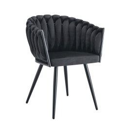 Krzesło ROSA plecione welur na metalowych nogach – styl