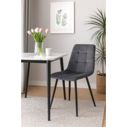 Krzesło FOX welur z przeszyciem na metalowych nogach