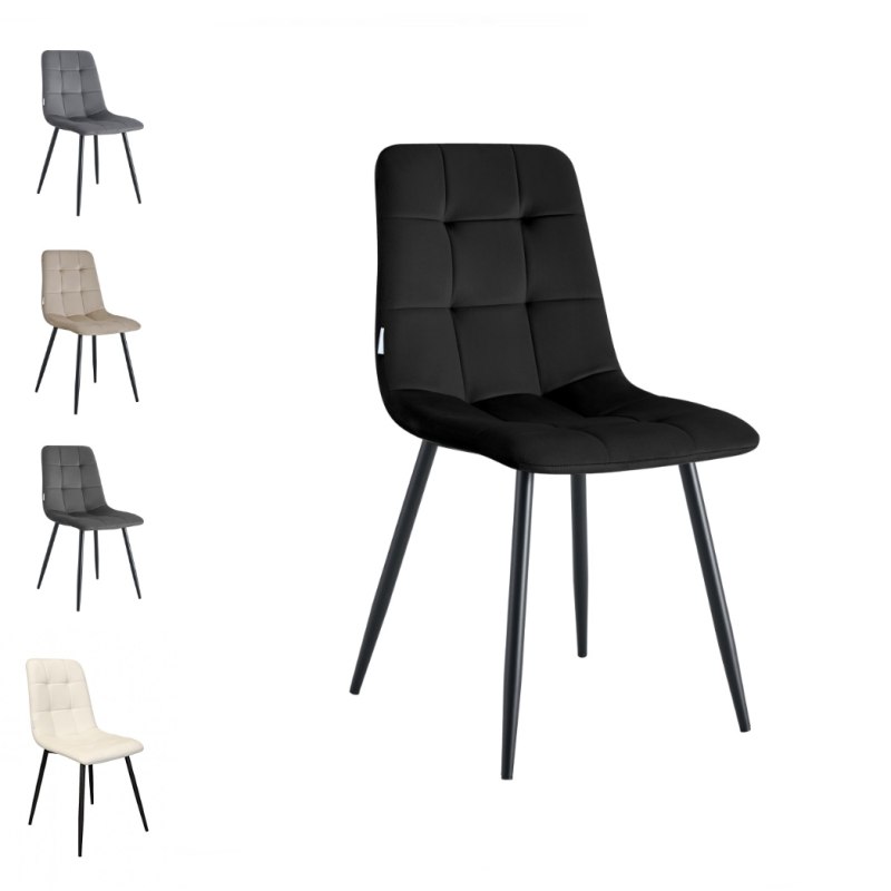 Krzesło FOX welur z przeszyciem na metalowych nogach