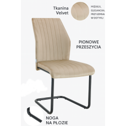 Krzesło IVO welur na czarnej płozie – nowoczesny design