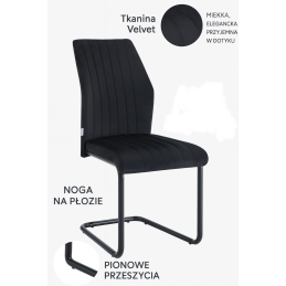 Krzesło IVO welur na czarnej płozie – nowoczesny design