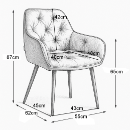 Krzesło EMMA pikowane welur na metalowych nogach – styl
