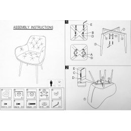 Krzesło EMMA pikowane welur na metalowych nogach – styl