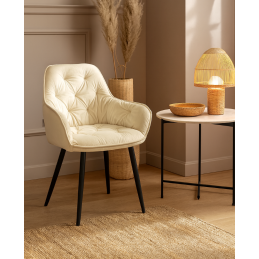 Krzesło EMMA pikowane welur na metalowych nogach – styl