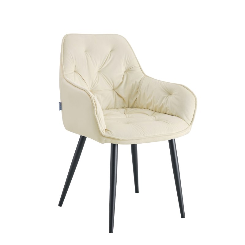 Krzesło EMMA pikowane welur na metalowych nogach – styl