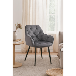 Krzesło EMMA pikowane welur na metalowych nogach – styl