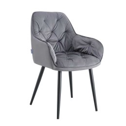 Krzesło EMMA pikowane welur na metalowych nogach – styl