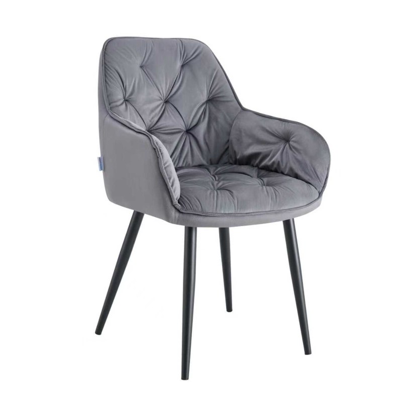 Krzesło EMMA pikowane welur na metalowych nogach – styl