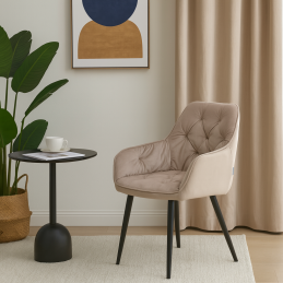 Krzesło EMMA pikowane welur na metalowych nogach – styl