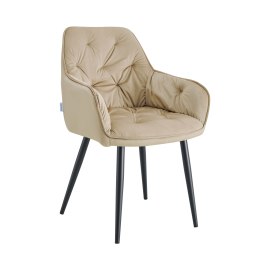 Krzesło EMMA pikowane welur na metalowych nogach – styl