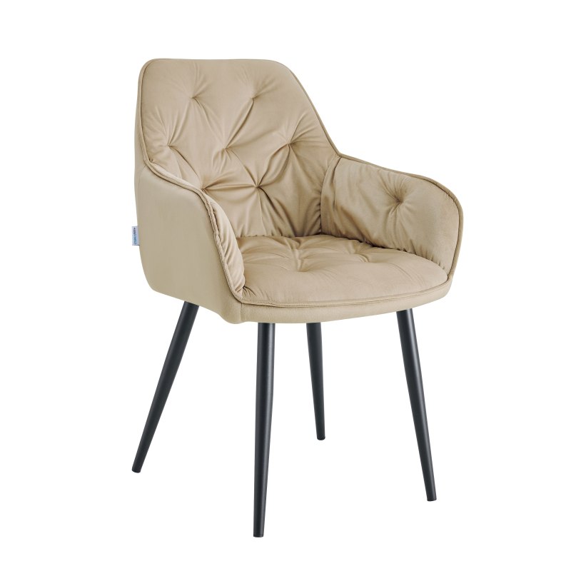 Krzesło EMMA pikowane welur na metalowych nogach – styl