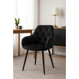 Krzesło EMMA pikowane welur na metalowych nogach – styl