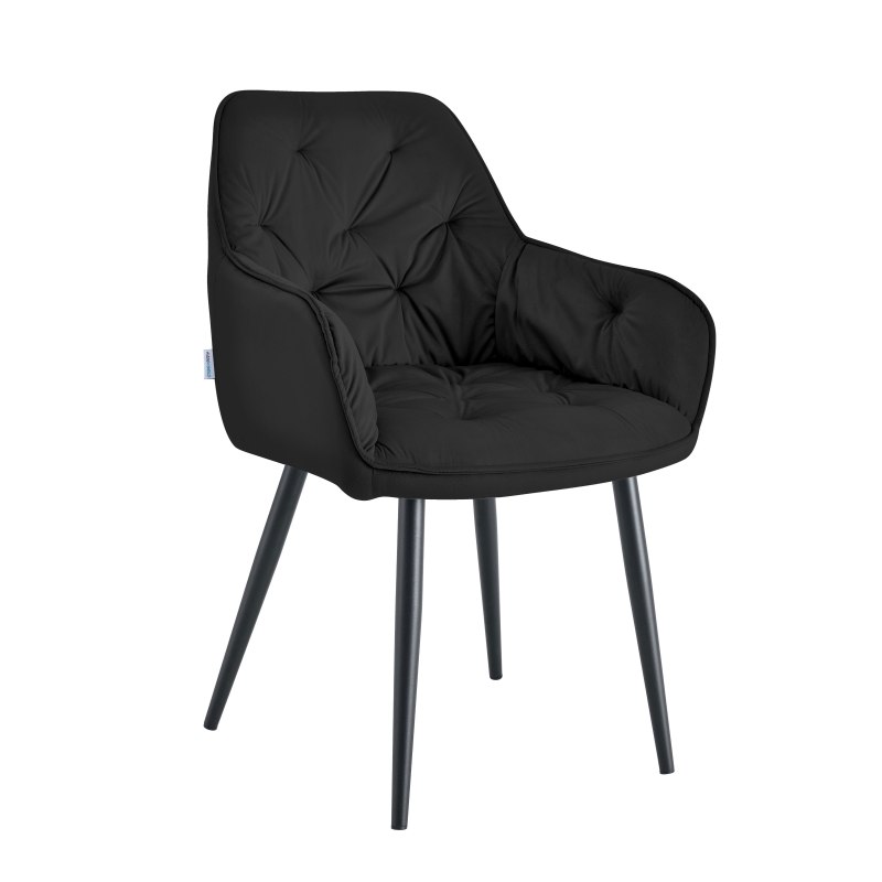 Krzesło EMMA pikowane welur na metalowych nogach – styl