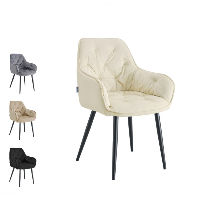 Krzesło EMMA pikowane welur na metalowych nogach – styl