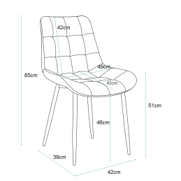 Krzesło Cherry welur tapicerowane na metalowych nogach