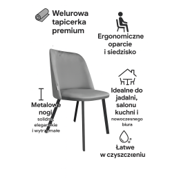 Krzesło welurowe GOYA MG58 – róż indyjski, czarne nogi