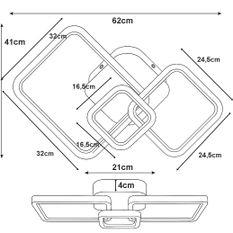 Plafon lampa LED sufitowa kwadrat metalowa AT88-3SL-Black II