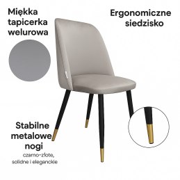 Krzesło welurowe GOYA BL06 na czarnych nogach Nowoczesne krzesło do salonu, jadalni i kuchni