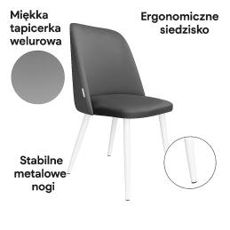 Krzesło welurowe GOYA  Nowoczesne krzesło do salonu, jadalni i kuchni