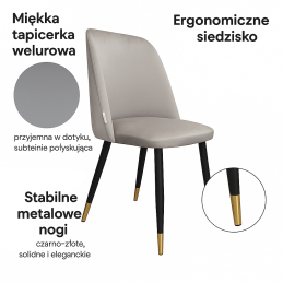 Krzesło welurowe GOYA  Nowoczesne krzesło do salonu, jadalni i kuchni