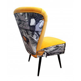 Fotel PRL tkanina Welur nogi metalowe