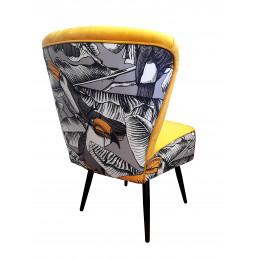 Fotel PRL tkanina Welur nogi metalowe